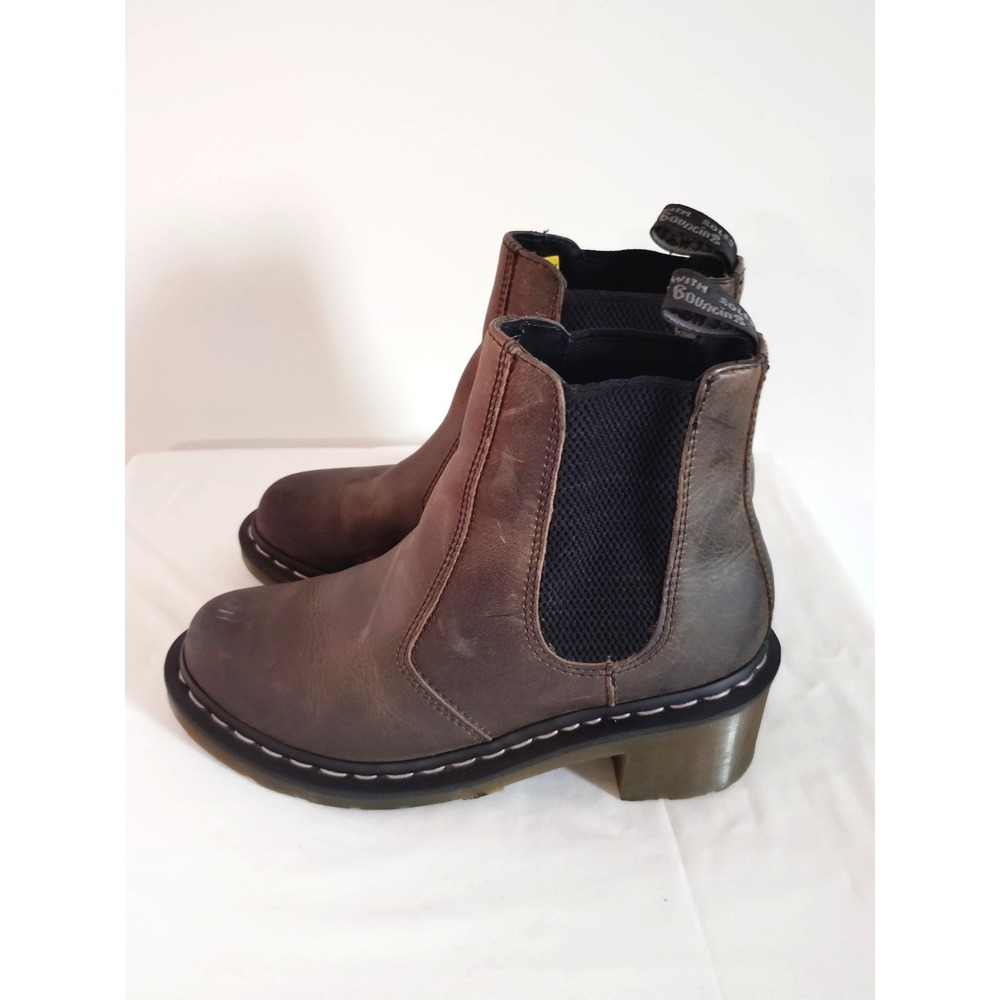Dr. Martens Cadence Distressed Brown Leather Heeled Gothic Chelsea Boots Women 7 - Picture 12 of 15